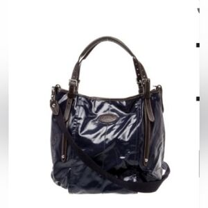 Tod's Navy Blue Patent Top Handle Handbag